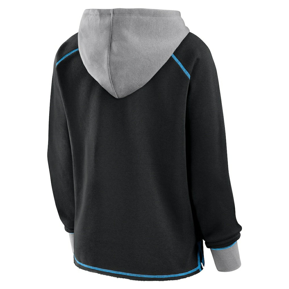 Carolina Panthers  Logo Athletic Women's Boom Fleece Pullover V-Neck Hoodie