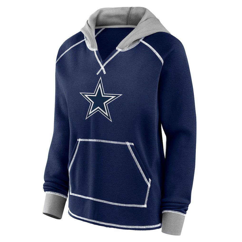 Dallas Cowboys  Logo Athletic Women's Boom Fleece Pullover V-Neck Hoodie