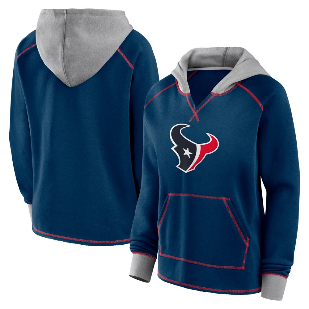 Houston Texans  Logo Athletic Women's Boom Fleece Pullover V-Neck Hoodie
