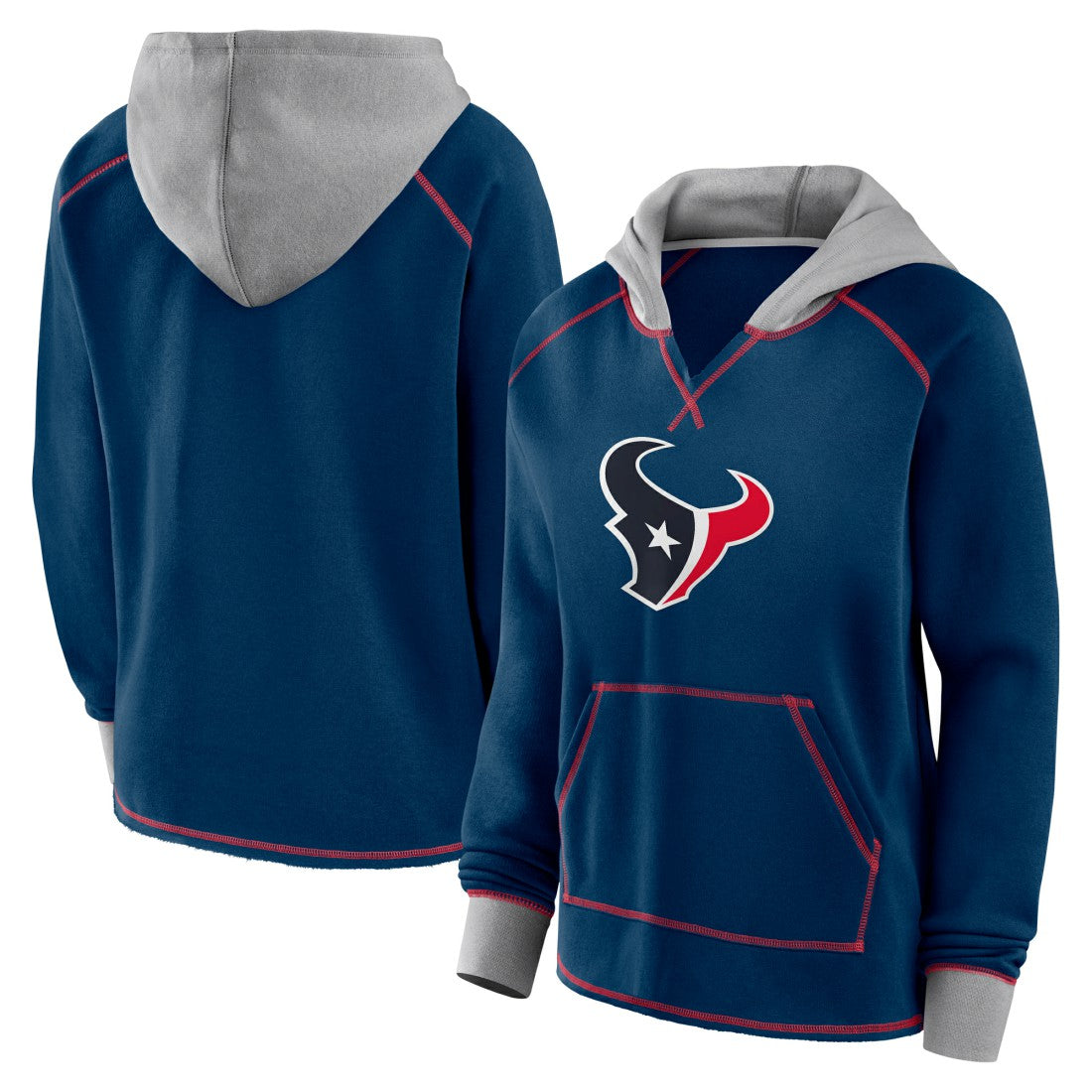 Houston Texans  Logo Athletic Women's Boom Fleece Pullover V-Neck Hoodie