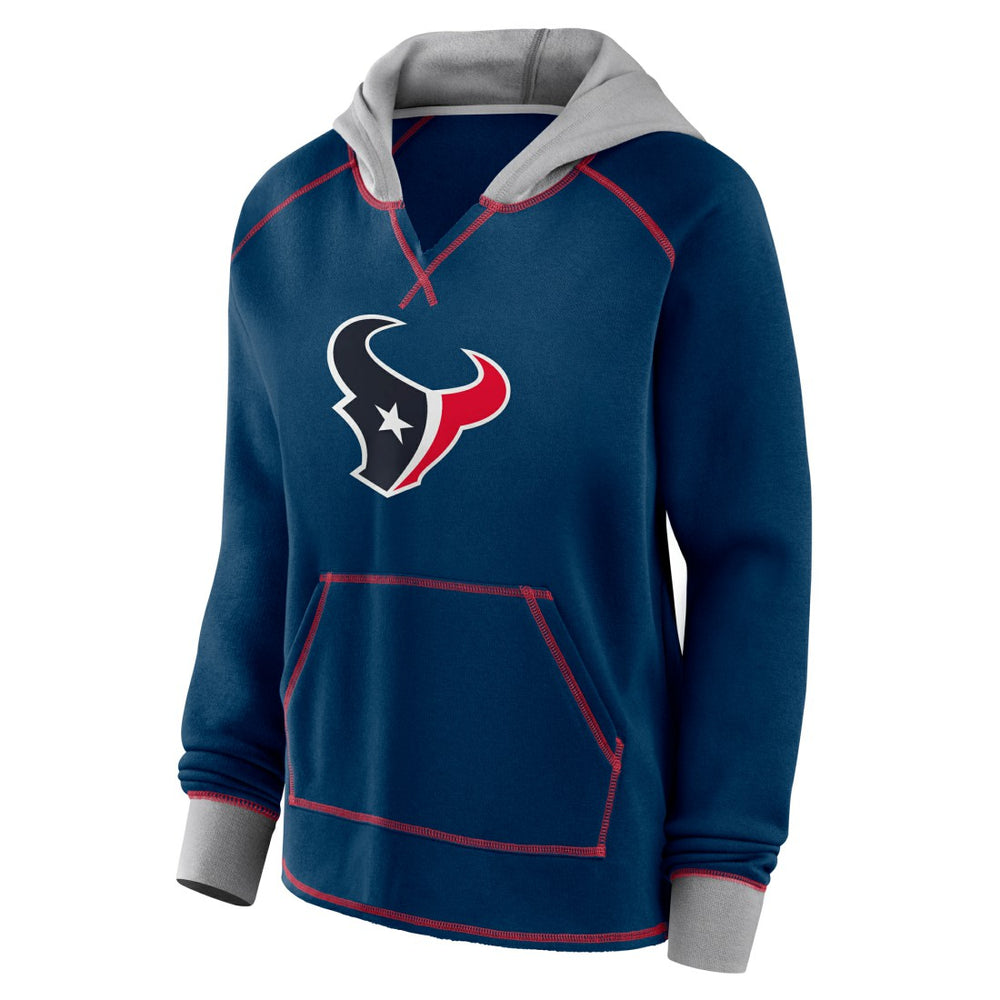 Houston Texans  Logo Athletic Women's Boom Fleece Pullover V-Neck Hoodie