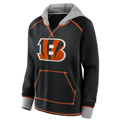 Cincinnati Bengals  Logo Athletic Women's Boom Fleece Pullover V-Neck Hoodie