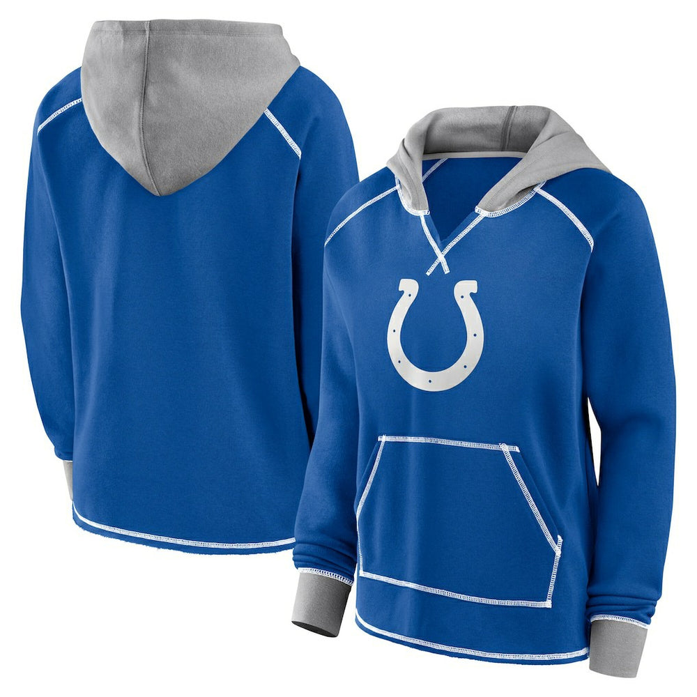 Indianapolis Colts  Logo Athletic Women's Boom Fleece Pullover V-Neck Hoodie