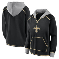 New Orleans Saints  Logo Athletic Women's Boom Fleece Pullover V-Neck Hoodie