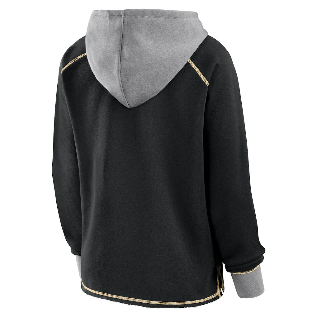 New Orleans Saints  Logo Athletic Women's Boom Fleece Pullover V-Neck Hoodie