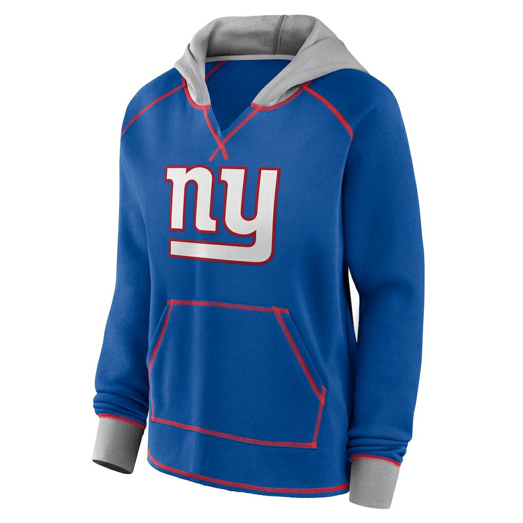 New York Giants  Logo Athletic Women's Boom Fleece Pullover V-Neck Hoodie