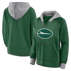 New York Jets  Logo Athletic Women's Boom Fleece Pullover V-Neck Hoodie