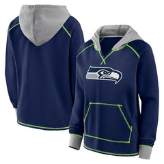 Seattle Seahawks  Logo Athletic Women's Boom Fleece Pullover V-Neck Hoodie