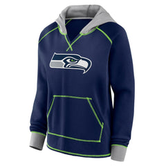Seattle Seahawks  Logo Athletic Women's Boom Fleece Pullover V-Neck Hoodie