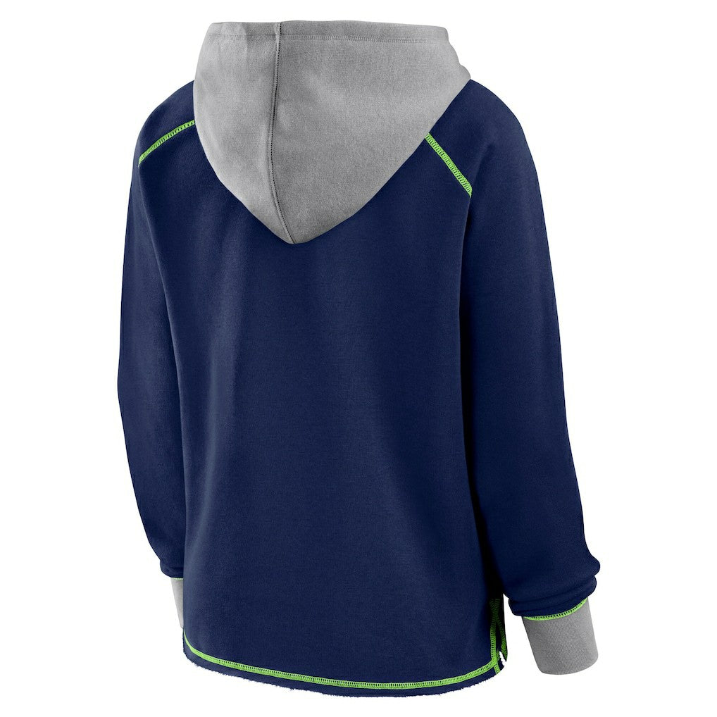 Seattle Seahawks  Logo Athletic Women's Boom Fleece Pullover V-Neck Hoodie
