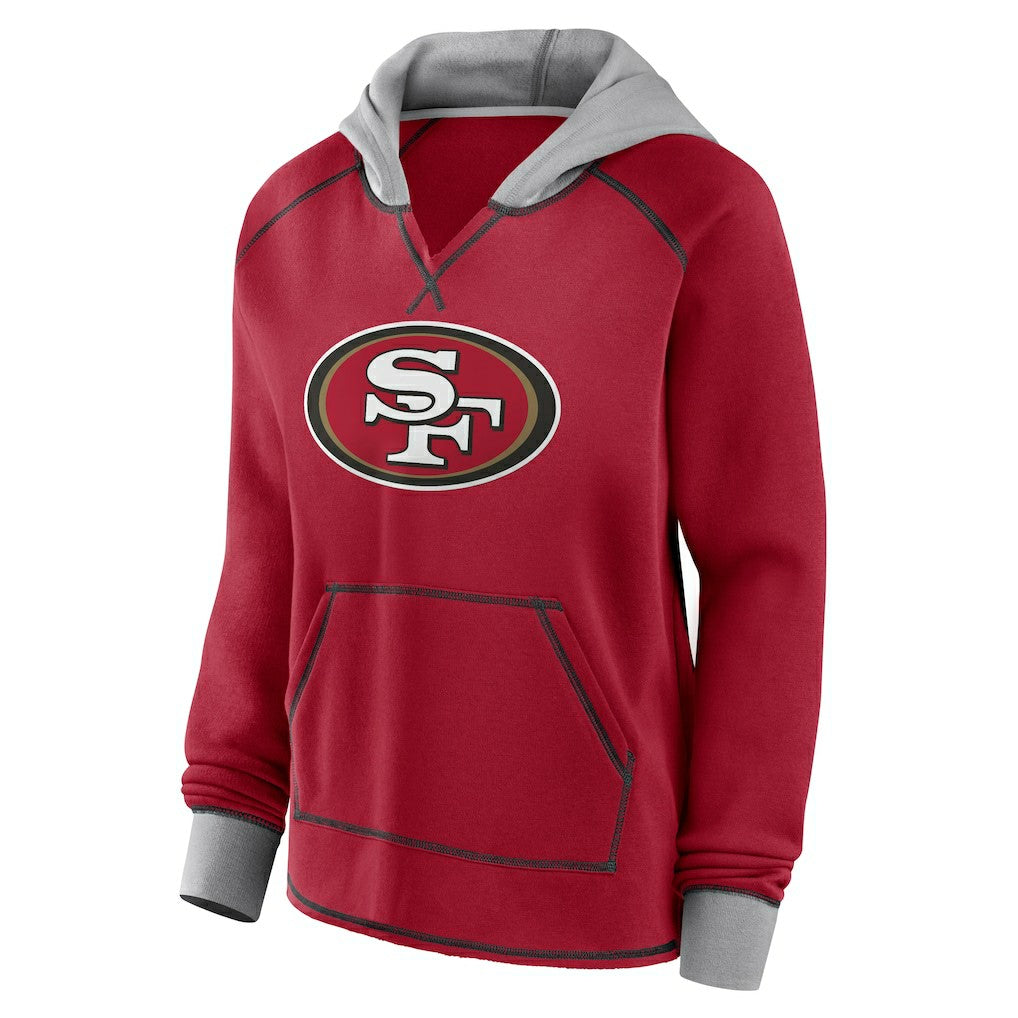 San Francisco 49ers  Logo Athletic Women's Boom Fleece Pullover V-Neck Hoodie
