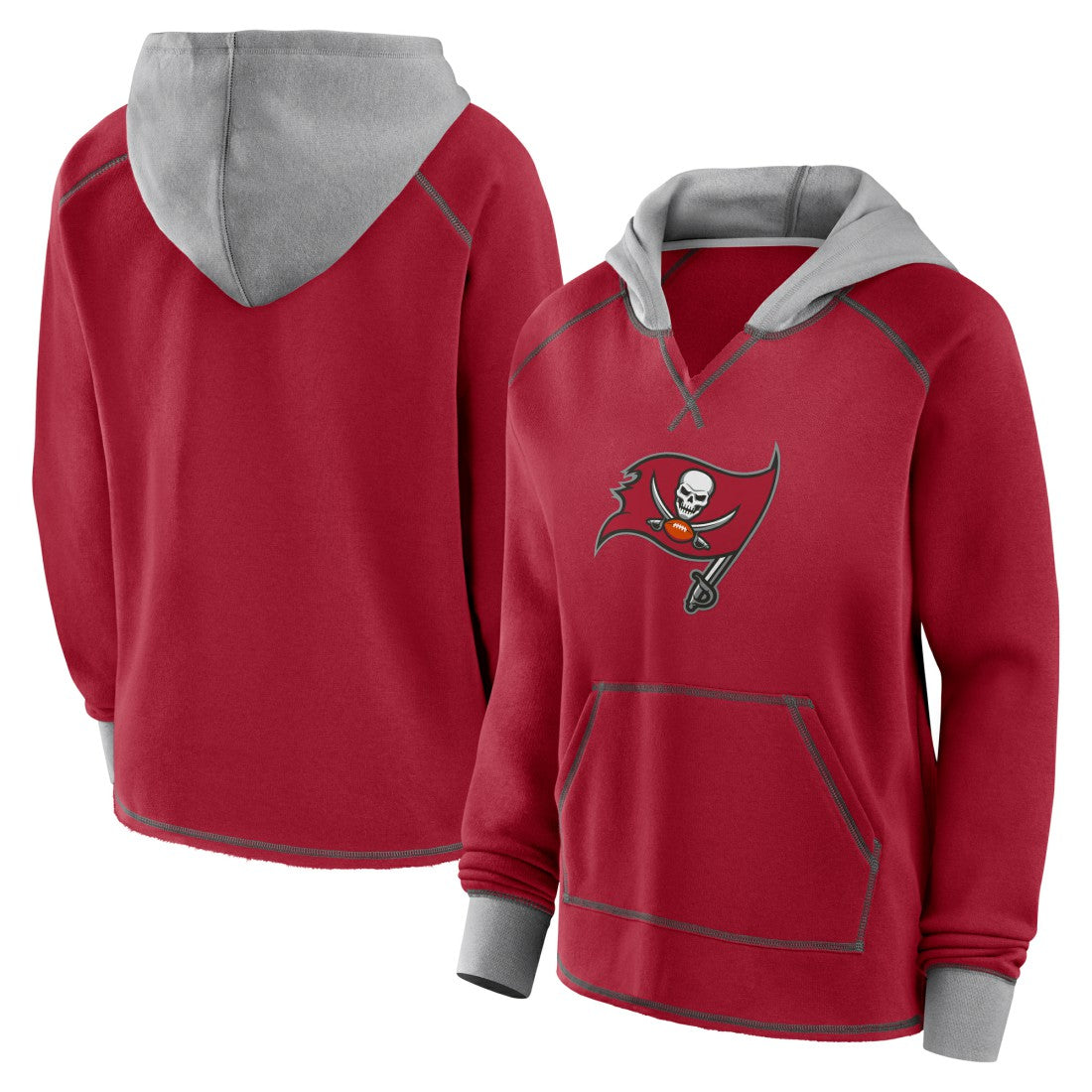 Tampa Bay Buccaneers  Logo Athletic Women's Boom Fleece Pullover V-Neck Hoodie