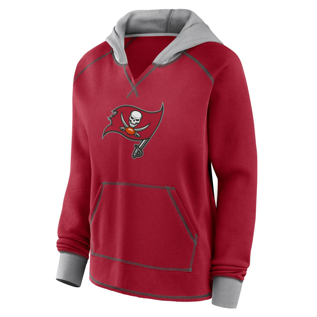 Tampa Bay Buccaneers  Logo Athletic Women's Boom Fleece Pullover V-Neck Hoodie