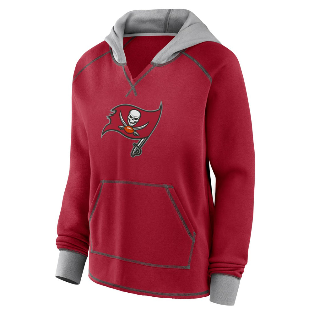 Tampa Bay Buccaneers  Logo Athletic Women's Boom Fleece Pullover V-Neck Hoodie