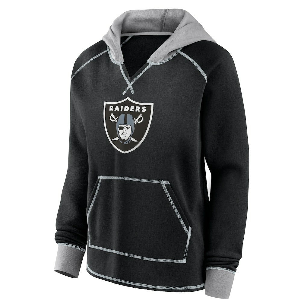 Las Vegas Raiders  Logo Athletic Women's Boom Fleece Pullover V-Neck Hoodie