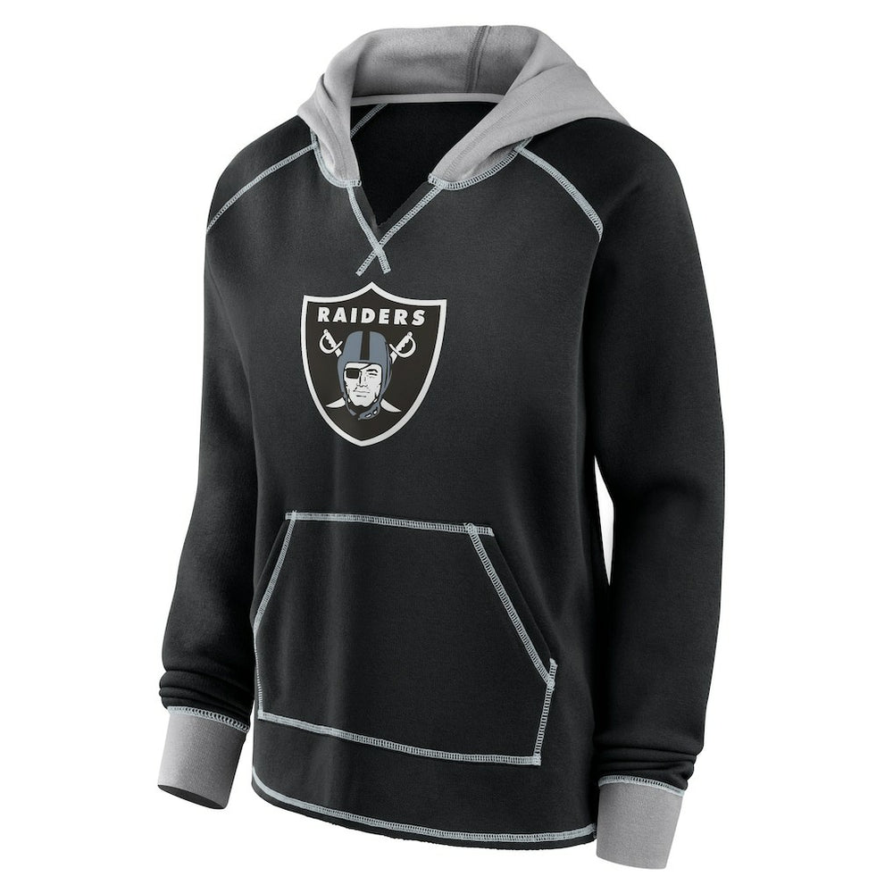 Las Vegas Raiders  Logo Athletic Women's Boom Fleece Pullover V-Neck Hoodie