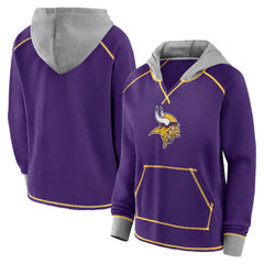Minnesota Vikings  Logo Athletic Women's Boom Fleece Pullover V-Neck Hoodie