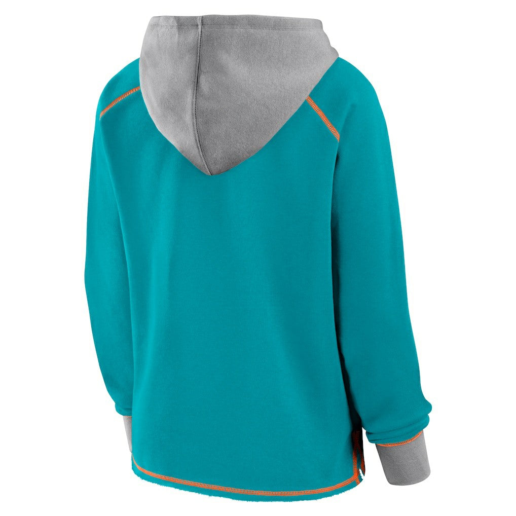 Miami Dolphins  Logo Athletic Women's Boom Fleece Pullover V-Neck Hoodie