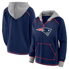 New England Patriots  Logo Athletic Women's Boom Fleece Pullover V-Neck Hoodie
