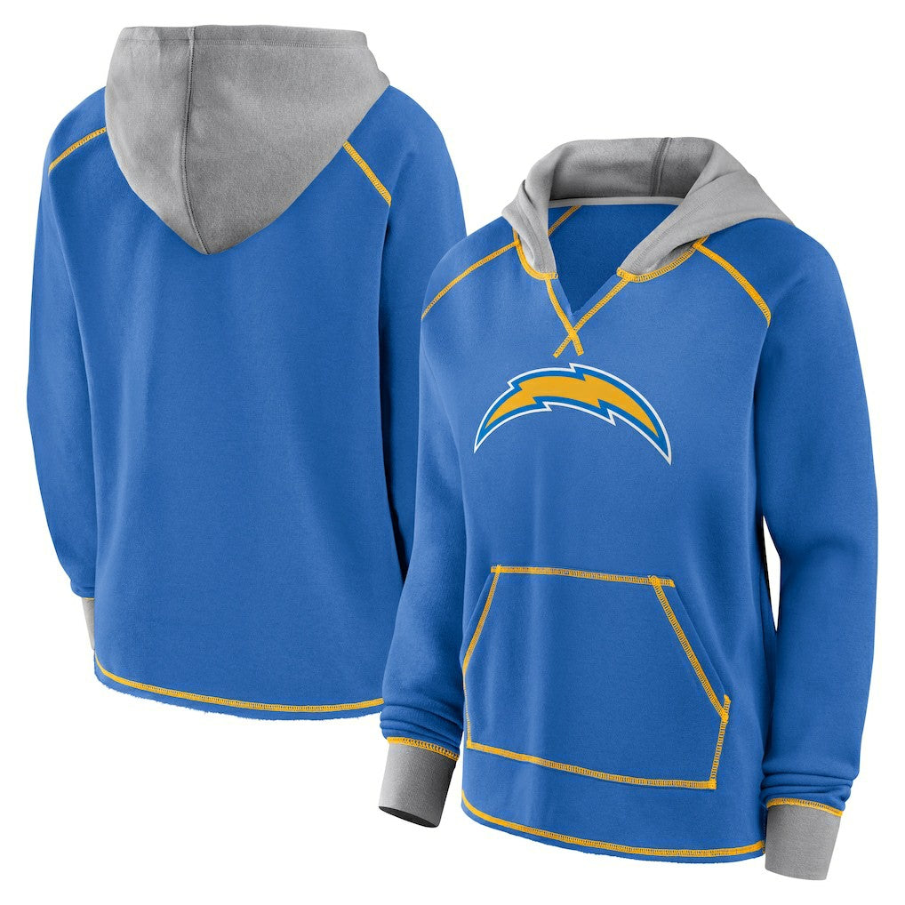 Los Angeles Chargers  Logo Athletic Women's Boom Fleece Pullover V-Neck Hoodie
