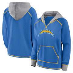 Los Angeles Chargers  Logo Athletic Women's Boom Fleece Pullover V-Neck Hoodie