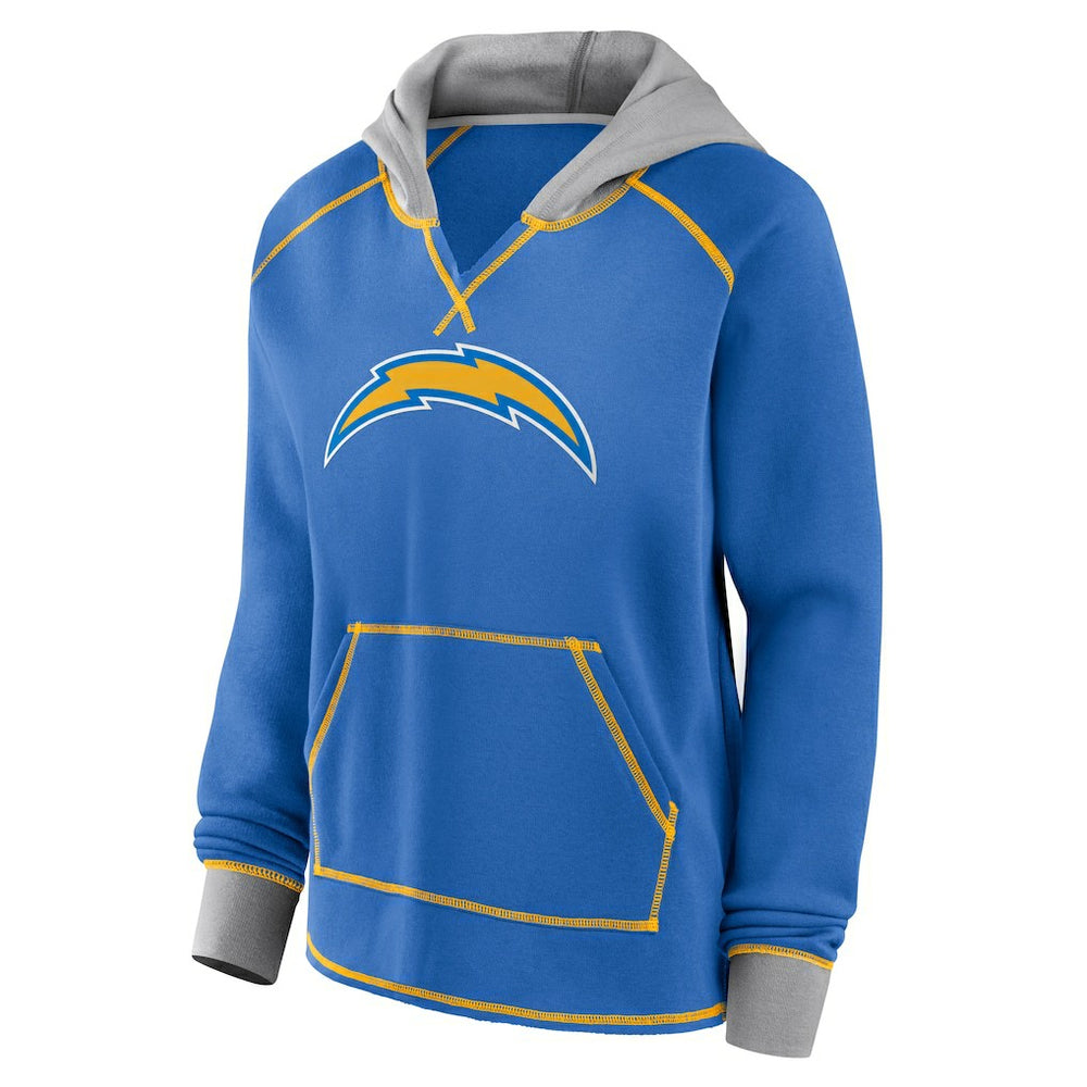 Los Angeles Chargers  Logo Athletic Women's Boom Fleece Pullover V-Neck Hoodie