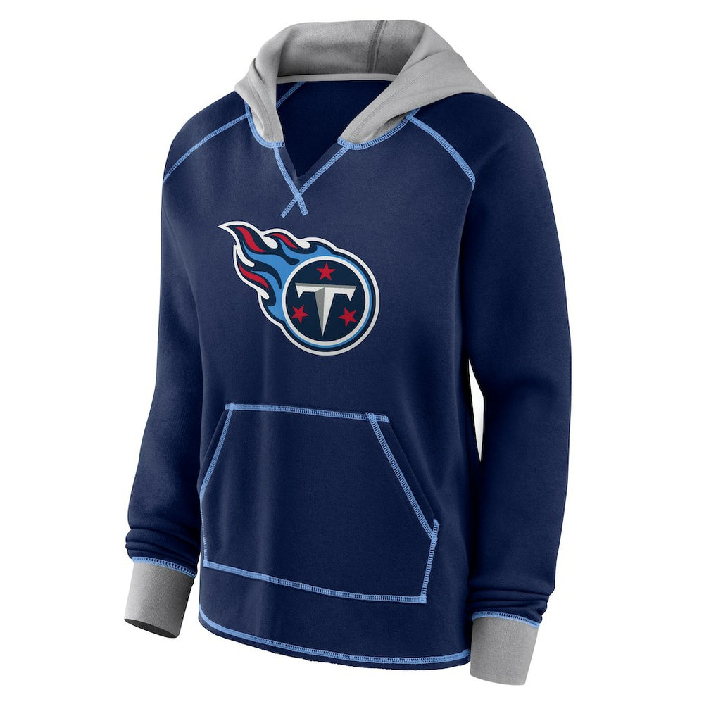 Tennessee Titans  Logo Athletic Women's Boom Fleece Pullover V-Neck Hoodie