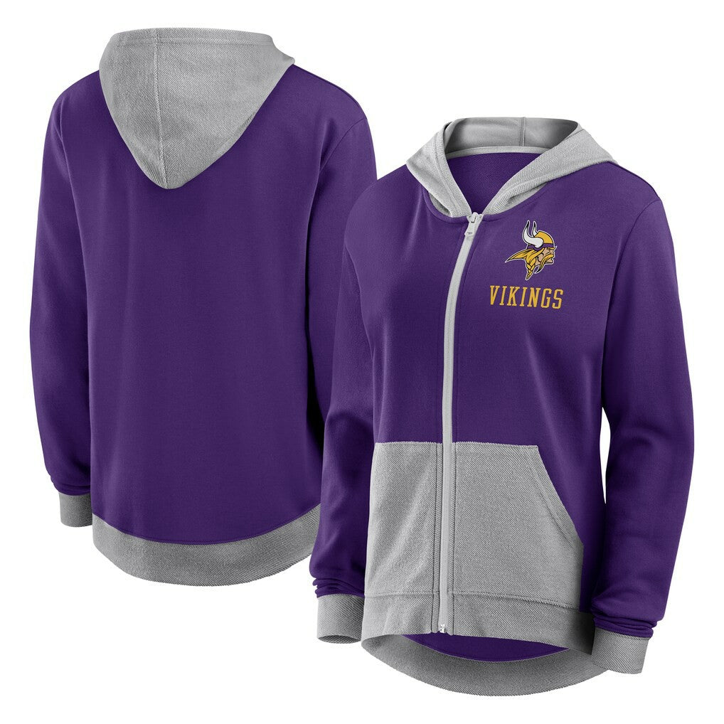 Minnesota Vikings  Logo Athletic Women's Hit It French Terry Full-Zip Hoodie