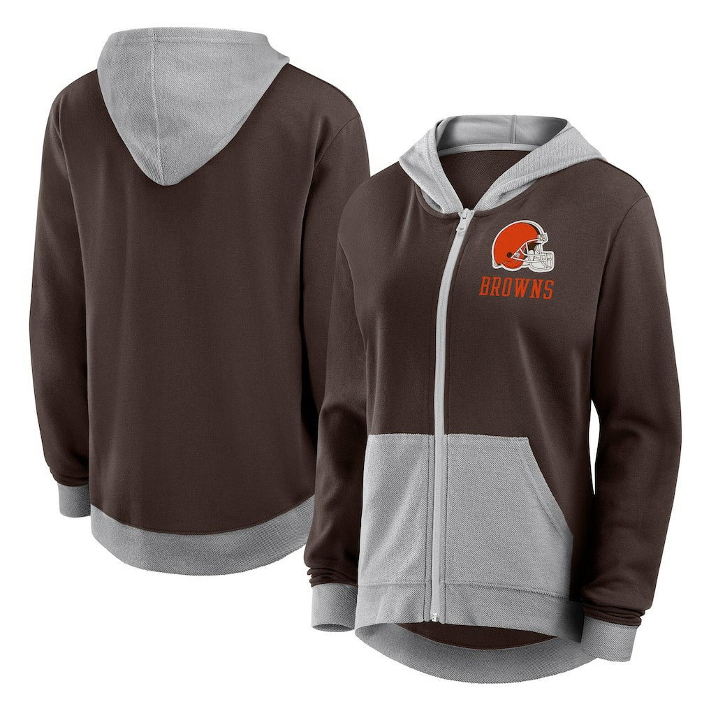 Cleveland Browns  Logo Athletic Women's Hit It French Terry Full-Zip Hoodie