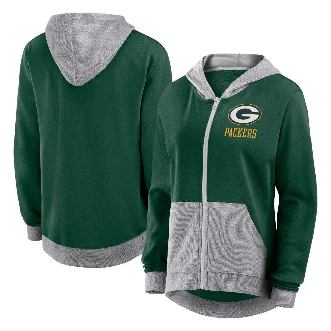 Green Bay Packers  Logo Athletic Women's Hit It French Terry Full-Zip Hoodie