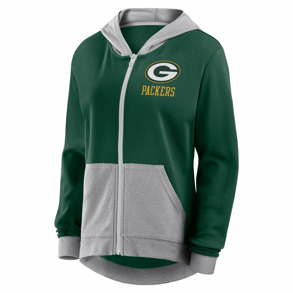 Green Bay Packers  Logo Athletic Women's Hit It French Terry Full-Zip Hoodie