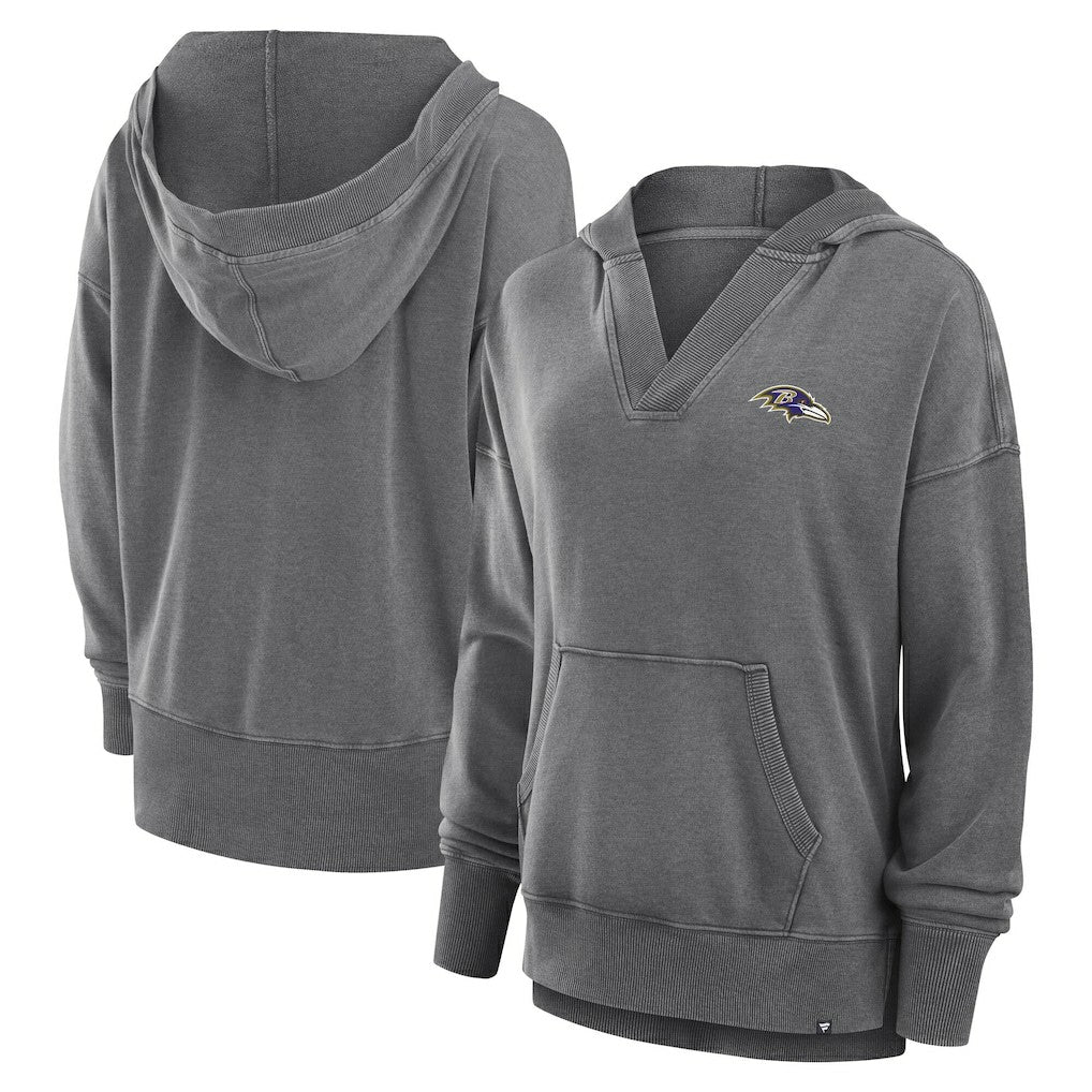 Baltimore Ravens Fanatics Women's Initiative Snow Wash French Terry V-Neck Pullover Hoodie