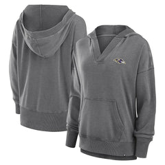 Baltimore Ravens Fanatics Women's Initiative Snow Wash French Terry V-Neck Pullover Hoodie