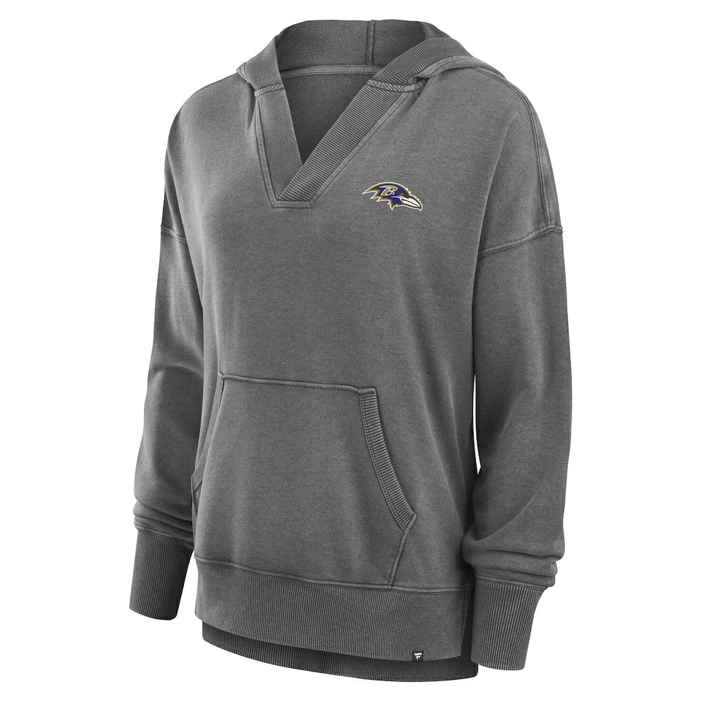 Baltimore Ravens Fanatics Women's Initiative Snow Wash French Terry V-Neck Pullover Hoodie