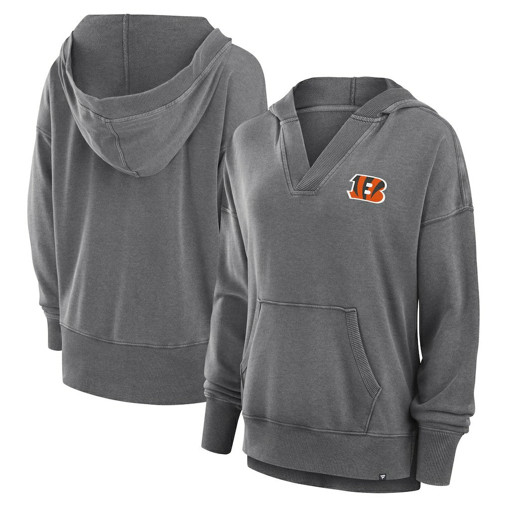 Cincinnati Bengals Fanatics Women's Initiative Snow Wash French Terry V-Neck Pullover Hoodie