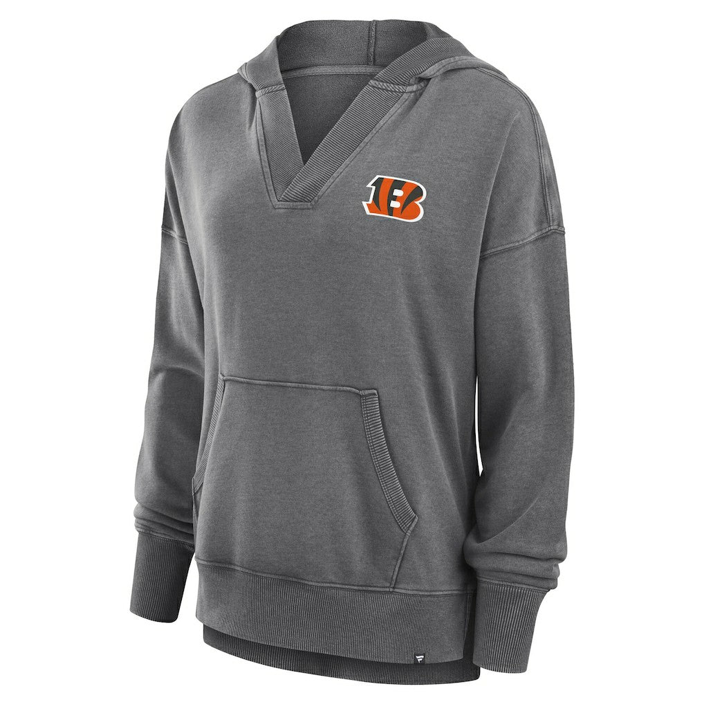 Cincinnati Bengals Fanatics Women's Initiative Snow Wash French Terry V-Neck Pullover Hoodie