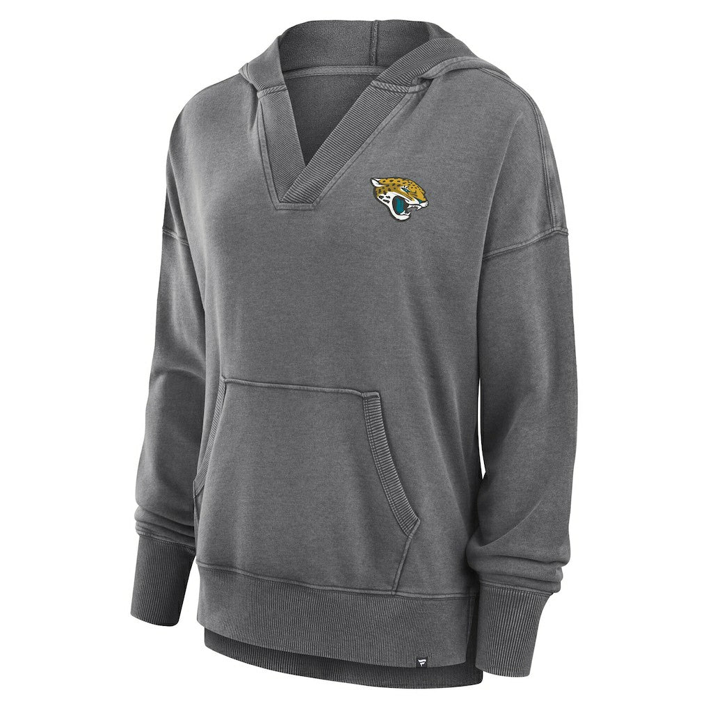 Jacksonville Jaguars Fanatics Women's Initiative Snow Wash French Terry V-Neck Pullover Hoodie