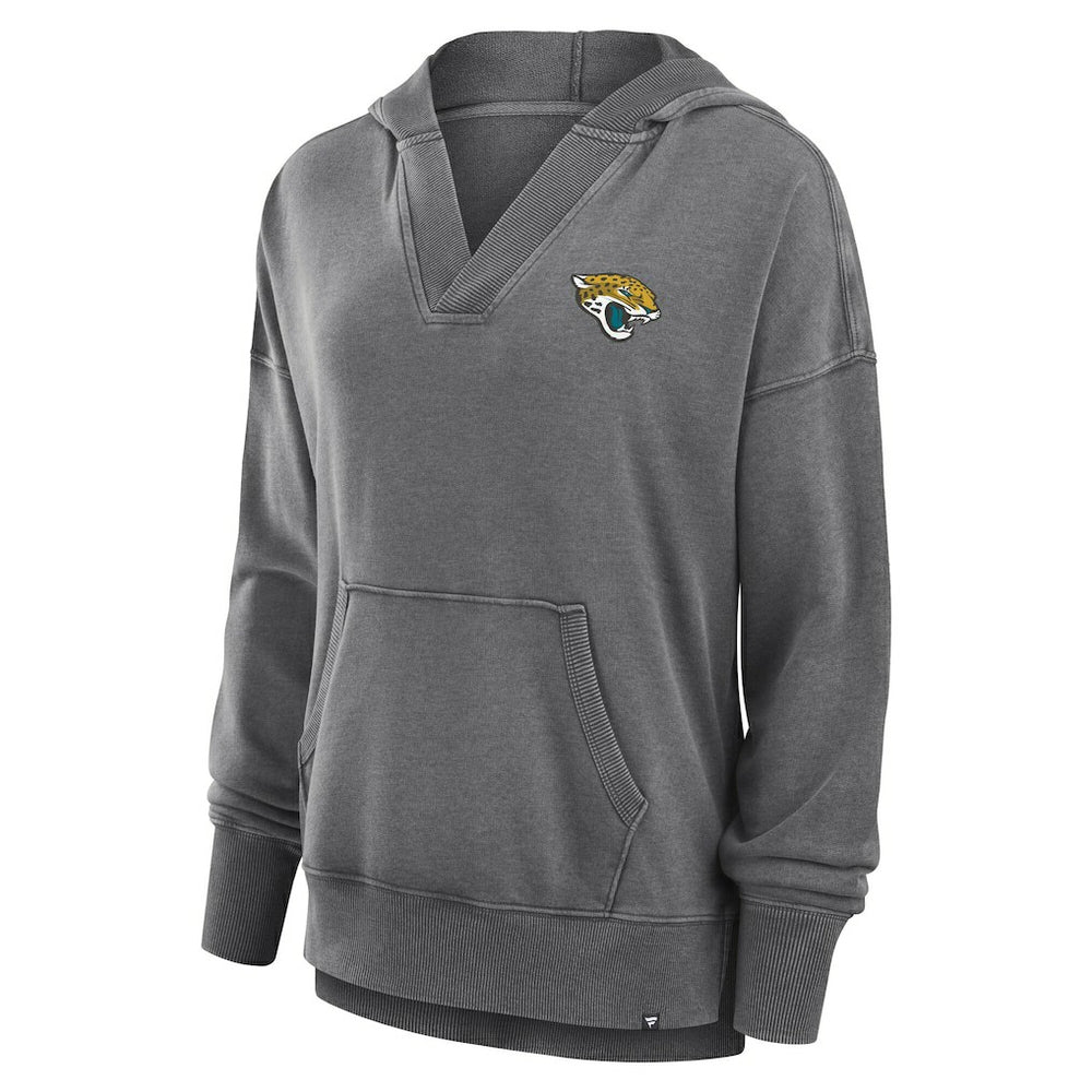 Jacksonville Jaguars Fanatics Women's Initiative Snow Wash French Terry V-Neck Pullover Hoodie