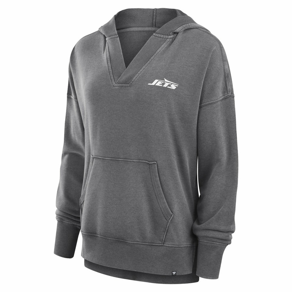 New York Jets Fanatics Women's Initiative Snow Wash French Terry V-Neck Pullover Hoodie