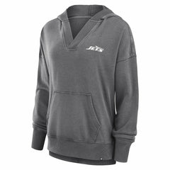 New York Jets Fanatics Women's Initiative Snow Wash French Terry V-Neck Pullover Hoodie