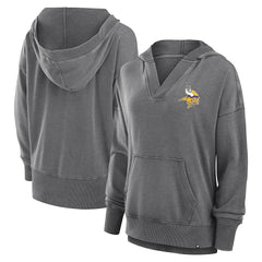 Minnesota Vikings Fanatics Women's Initiative Snow Wash French Terry V-Neck Pullover Hoodie