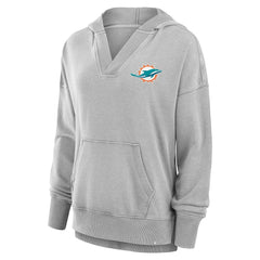 Miami Dolphins Fanatics Women's Initiative Snow Wash French Terry V-Neck Pullover Hoodie