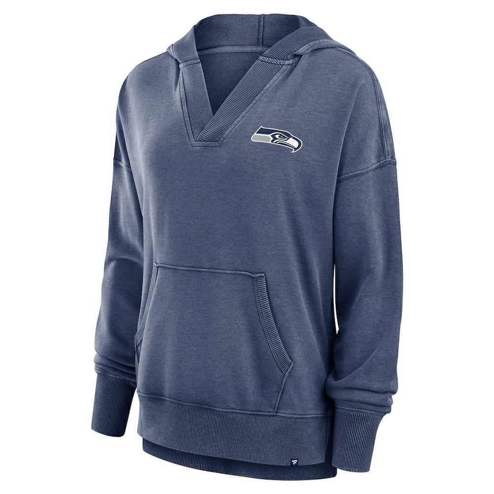 Seattle Seahawks Fanatics Women's Initiative Snow Wash French Terry V-Neck Pullover Hoodie