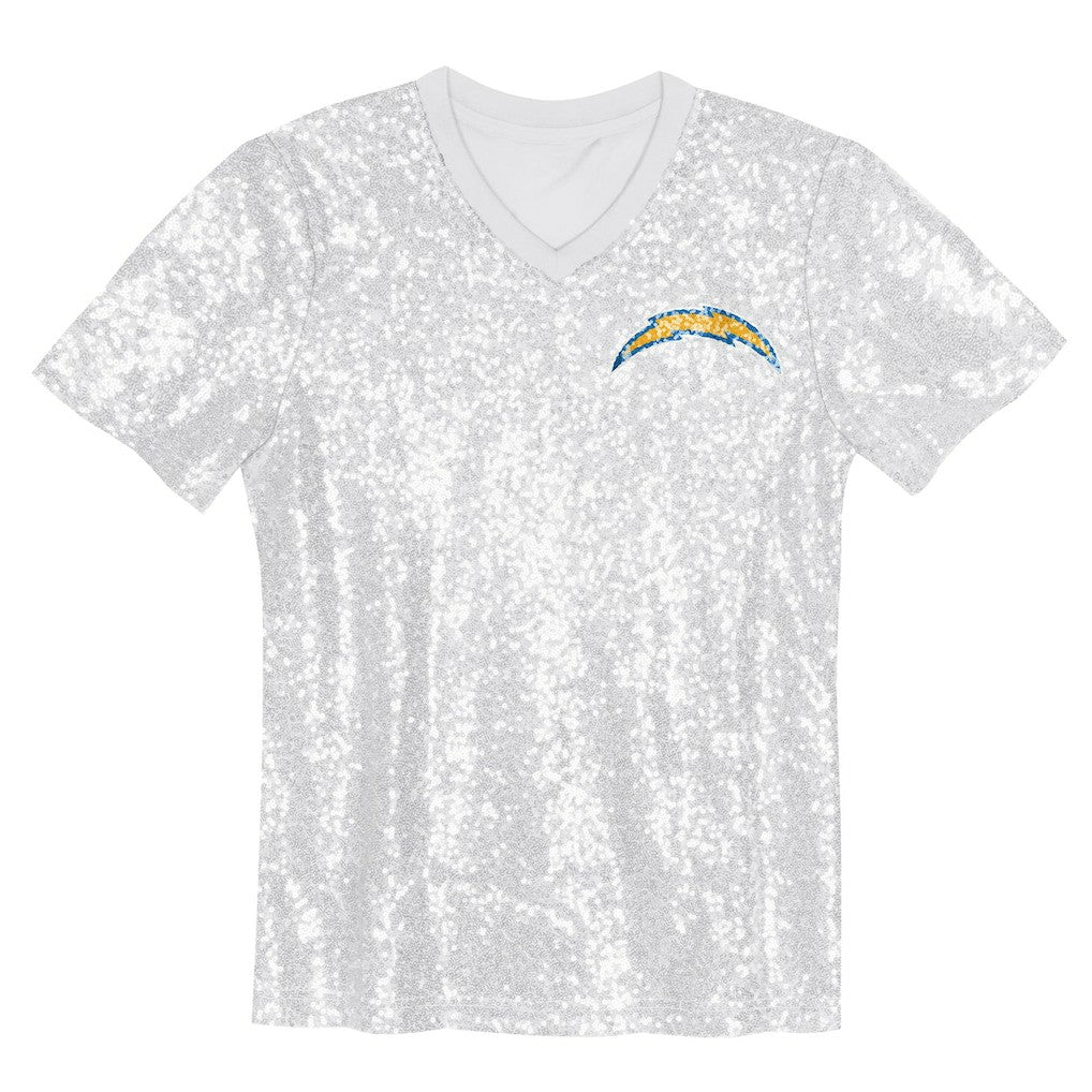 Los Angeles Chargers  Justin Herbert  Girls Youth Sequin V-Neck Fashion Jersey