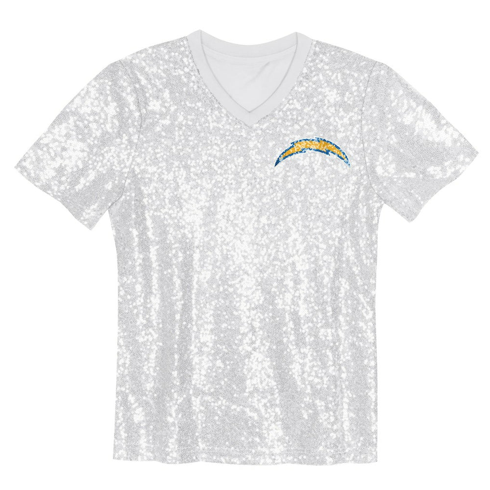 Los Angeles Chargers  Justin Herbert  Girls Youth Sequin V-Neck Fashion Jersey