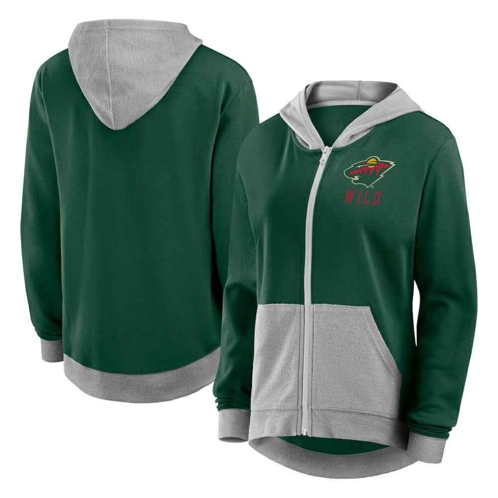 Minnesota Wild Logo Athletic Women's Hit It French Terry Full-Zip Hoodie On Sale