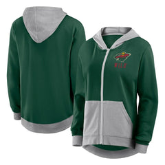 Minnesota Wild Logo Athletic Women's Hit It French Terry Full-Zip Hoodie On Sale