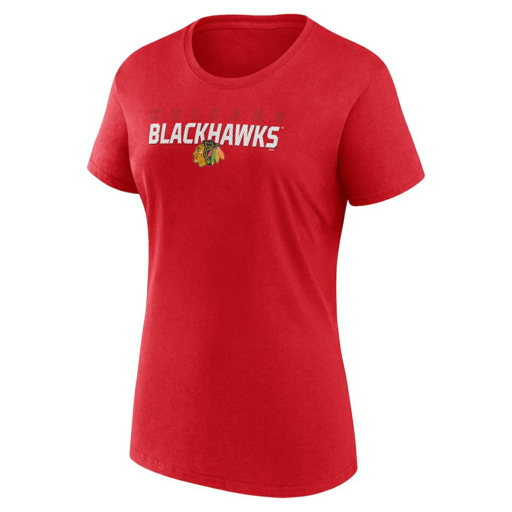 Chicago Blackhawks Logo Athletic Women's Launch Scoop Neck T-Shirt For Sale