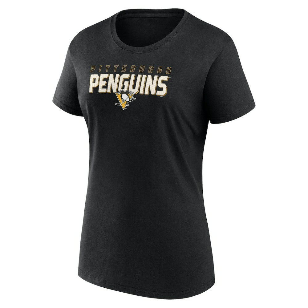 Pittsburgh Penguins Logo Athletic Women's Launch Scoop Neck T-Shirt On Sale