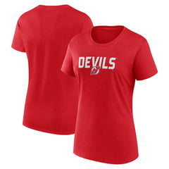 New Jersey Devils Logo Athletic Women's Launch Scoop Neck T-Shirt For Sale